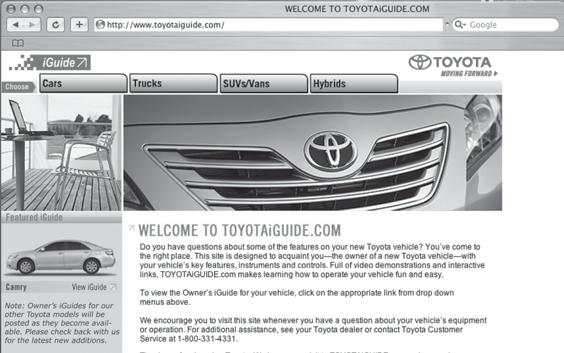 Interactive Owner s Guide Have a question about the main features of your new Toyota?