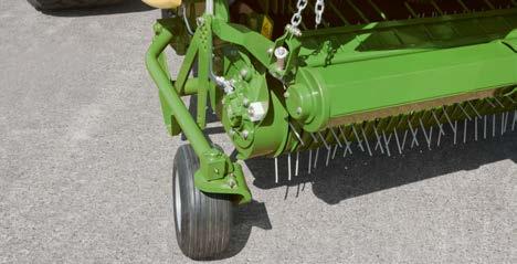 The roller can be adjusted to various heights to match the swath size and ground