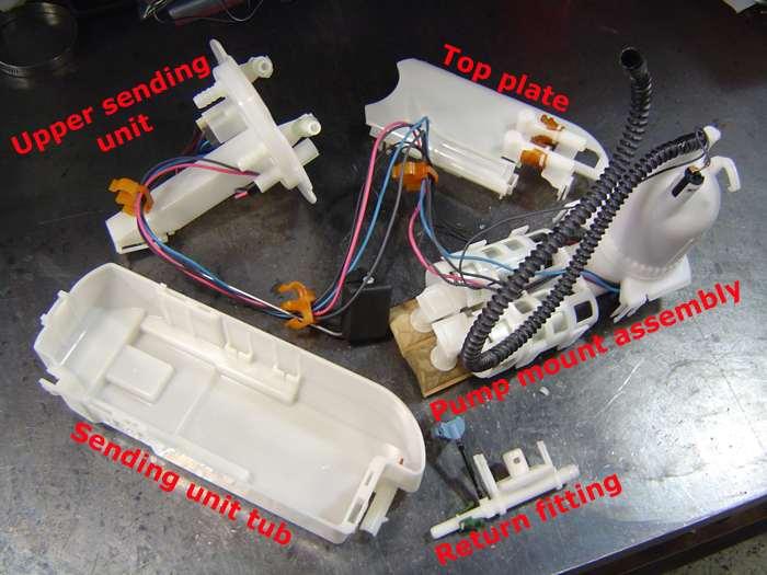 Once everything is apart you should end up with this: 7. You can now disconnect the wiring harness from the pump mount assembly.