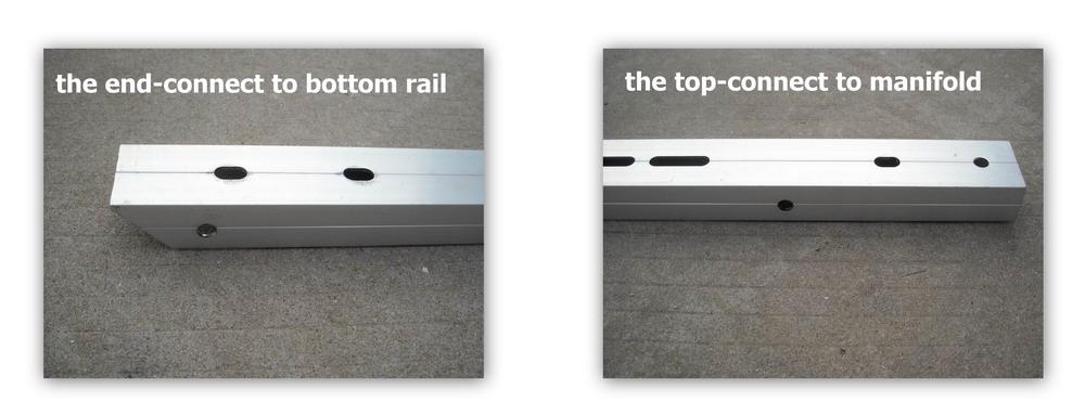 Please pay attention to distinguish the end and top of the vertical bar. The end-connect to bottom rail has an angle as shown in the following picture: Fig 3.2 