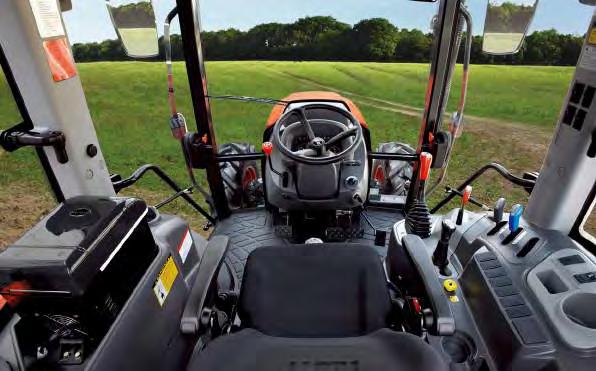 KIOTI AG TRACTOR PX SERIES INTERIOR The deluxe cab comes standard with all the comforts of home including: front wipers, a/c and heat, auxiliary power outlet, rearview mirror, jacket hanger, ashtray