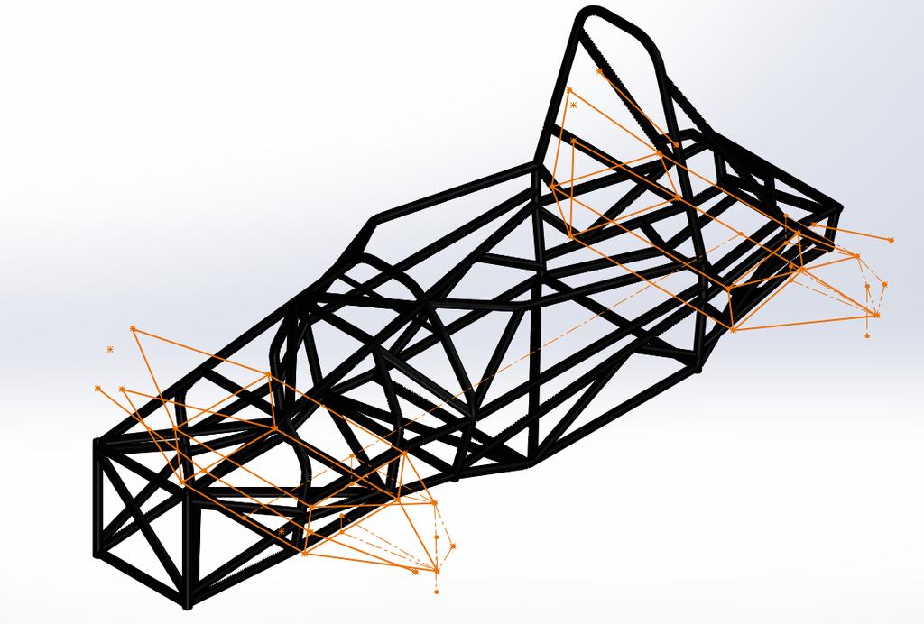 Figure 1.2.6 Previous Suspension CAD Geometry The author feels that the changes made in Part A where beneficial to the original system and that the goals set out at the start were achieved.