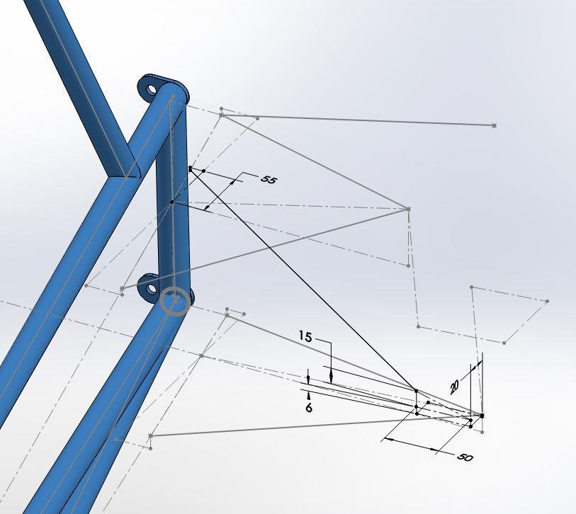 Equation 5.5.1 Front Wishbone Ratio Equation Wishbone Ratio = 245 cos(41.17) = 0.6252 295 So if we want 60 mm of total vertical travel, the pushrod will have a total of 37.512 mm of movement.