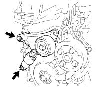 Using a torx socket wrench (E10), install the stud bolt for the drive belt tensioner. Torque:21.5 Nm (219 kgf cm, 15.8 inch lbs.) 10.