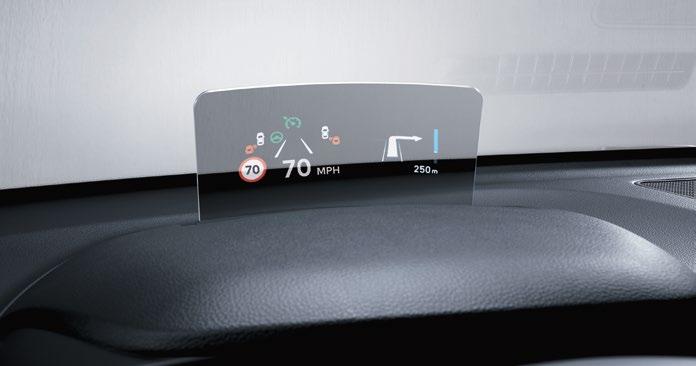 Featuring class-leading luminance for easy visibility, our new head-up display (HUD) helps you stay safe by