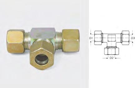Air connection union "T" for braking systems Fittings for braking and diesel systems For pipes and Rilsan. Code Desc.