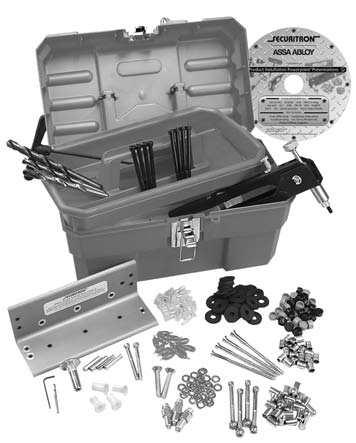 IK - Installation Kit Securitron s original Installation Kit includes the following: SDG-1 Heavy Duty Drill Guide BPT-2 Blind Nut Placement Tool SB-1 Sex Bolt - 32/62/82 SD-375 T-Handle Hex Wrench