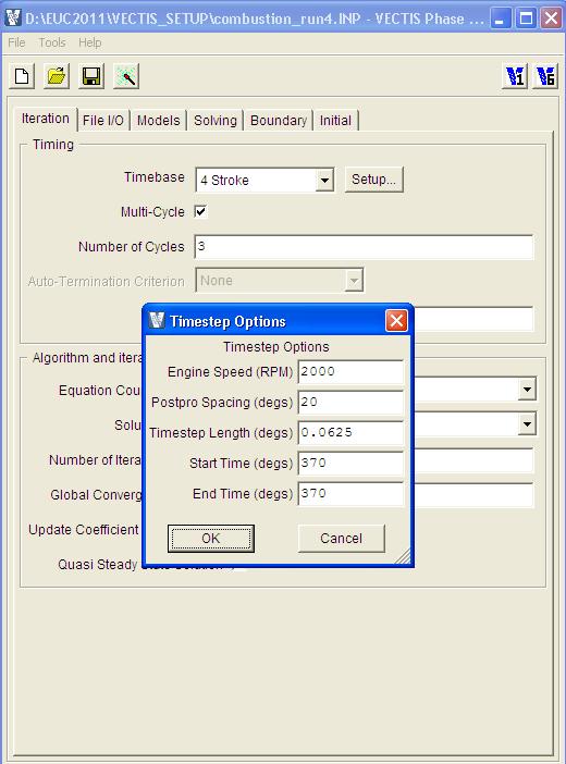 In-cylinder analysis Input file Engine speed and timestep Next the basic engine data must be defined