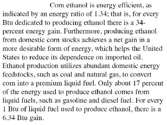 Corn ethanol - is there an energy gain?