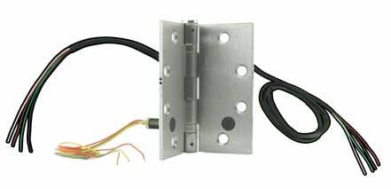 APPLICATION Installed in the center hinge position of the door, PTH Power Transfer Hinges provide the concealed wires required between the door and the frame, for the purpose of powering and