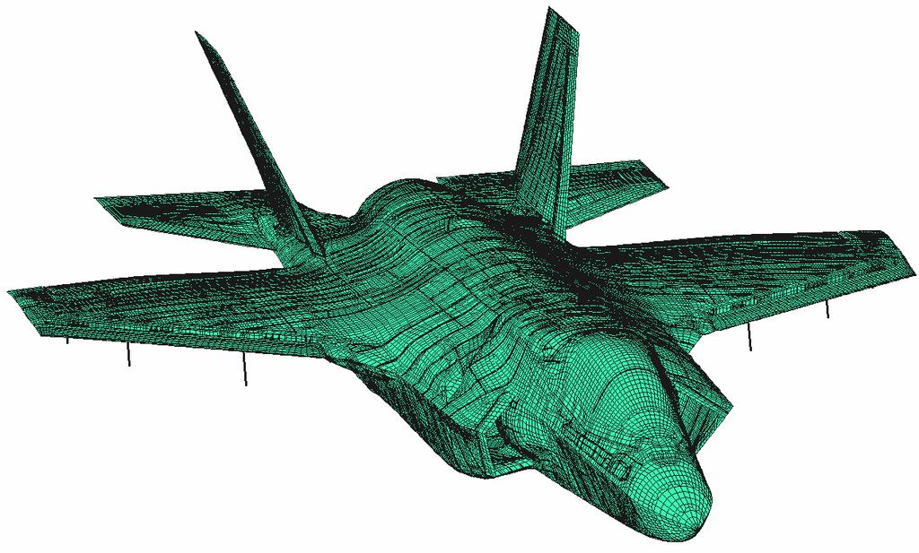High Fidelity Air Vehicle FEM Air Vehicle Finite Element Model (FEM) Employs High Fidelity Representation of Structure Element size is typically <3 inches All major skins,
