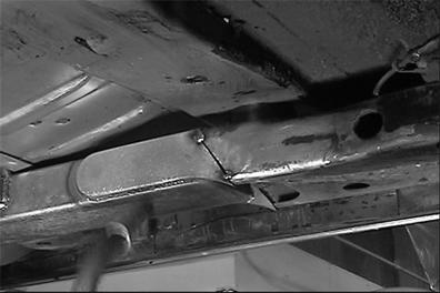 With the connector back in position, begin by only tack welding the connector to the rear rail and the