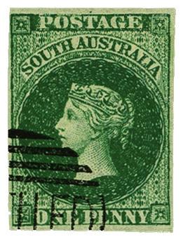 000 Lot 3202: south australia 1855, london Printing 1d.