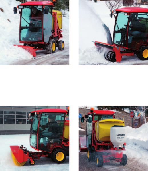 ATTACHMENTS Snow blade For removing snow from roads, car parks, drives and pavements. Horizontally pivoted to adapt to the terrain and hydraulic angling ± 30 on both sides. Replaceable cutting edge.
