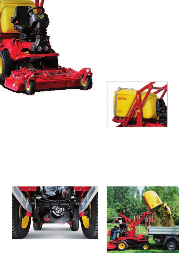 FRONT DECK Better cutting quality as grass is not compacted before being cut Better visibility and comfort for the operator Better manoeuverability and cut in areas that cannot be reached by