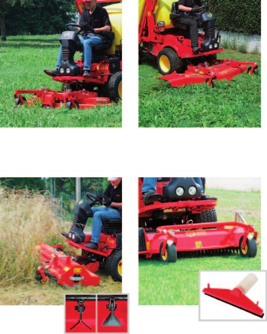 Rear discharge deck Mower with 3 blades. Single Action SA quick adjust cutting height. Very sturdy and productive even on tall grass. Cutting width 130 cm.