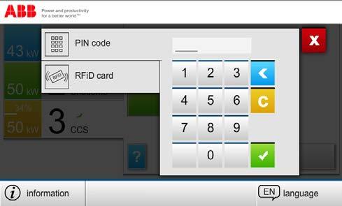 Detailed view on Outlet 3 User presses the stop button Authentication by PIN or RFiD depending on how the