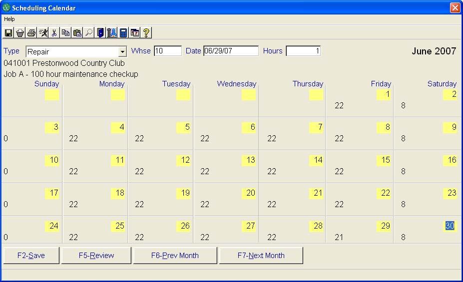 Job Scheduling Calendar Shop