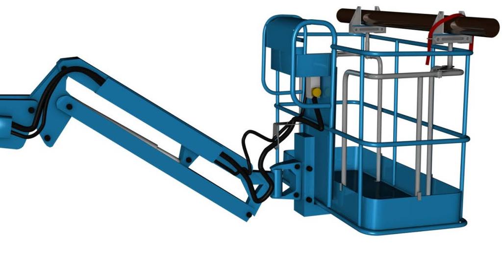 A lightweight material handling attachment allows the safe storage of materials up to 90kg in weight.