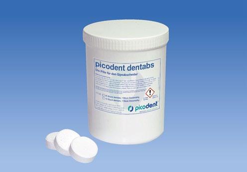 Additional model products picodent dentabs Optimised flocculant material for plaster skins Prevents pipe blockages. Saves time and money.