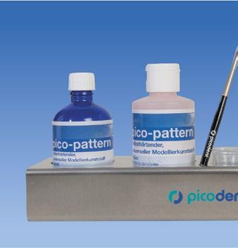 of soldered models Casting of inlays, onlays, retentions and clasps Casting of superstructures 1825 0002 pico-pattern Set 1825 0001 pico-pattern Metallständer 100 g powder 100 ml liquid 1 x