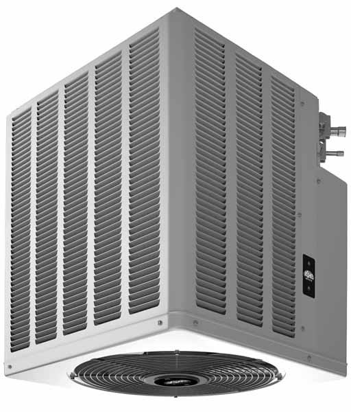 Painted louvered steel cabinet Easily accessible control box Condenser coils constructed with copper tubing and enhanced aluminum fins Grille/Motor mount for quiet fan operation Filter Drier (shipped