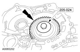 Using the special tool, install the final drive input gear bearing. 1. Install the final drive input gear bearing. 2.