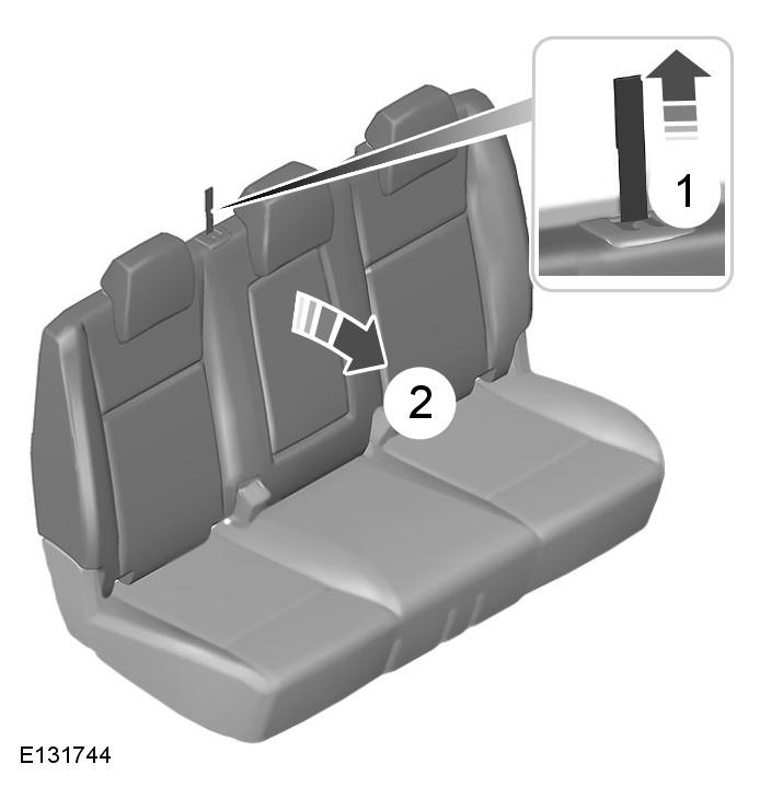 Folding the Seatback Double cab WARNINGS When folding the seatbacks down, take care not to get your fingers caught between the seatback and