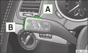 For safety reasons, the cruise control system must not be used in dense traffic or on unfavourable road surfaces (such as icy roads, slippery roads, loose gravel) - risk of accident!