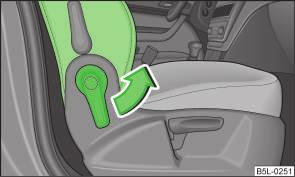 Adjusting height of seat To lift the seat, pull or pump the lever 2» Fig. 43 upwards. To lower the seat, push or pump the lever 2 downwards.