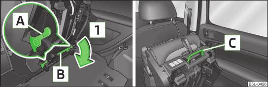 Folding seats fully forwards and locking them If the outer rear seat is fully folded forward, push it towards the rear as far as it can go. Pull the lever A» Fig.