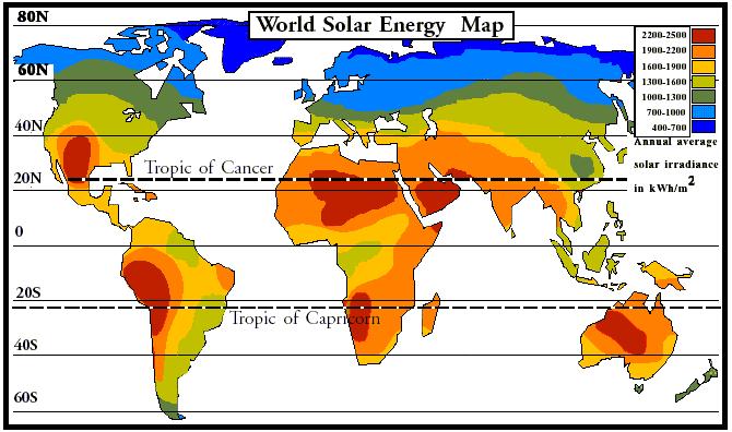 3 around the earth shows that there are many countries that are suitable to choose solar energy as the source of electricity. Figure 1.