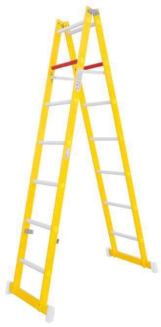 MODEL 04 FIBREGLASS DOUBLE-SIDED STEPLADDER For increased support, as provided for in standard UNE-EN 131, the ladder is