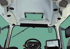 An opening transparent roof hatch provides extra visibility for loader