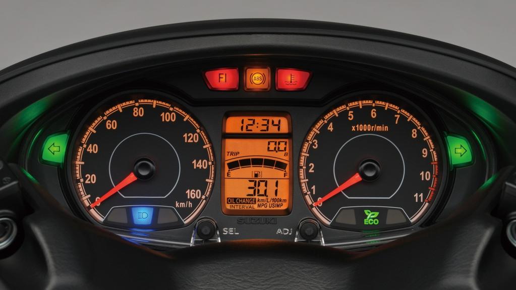 Instrument Panel Indicator lights include: Eco drive indicator to promote fuel efficiency