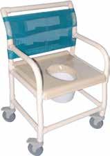 PVC SHOWER/COMMODE CHAIR WITH FIXED ARMS 18 Internal width Thermoformed seat for easy cleaning (220 model)