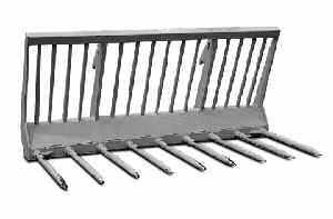 COMPACT LOADALL Manure Fork B Available in a choice of 3 widths with either KV or Hardox Tines Fork unit can be retro fitted with top grab to further its capabilities Part Number Width Width Capacity