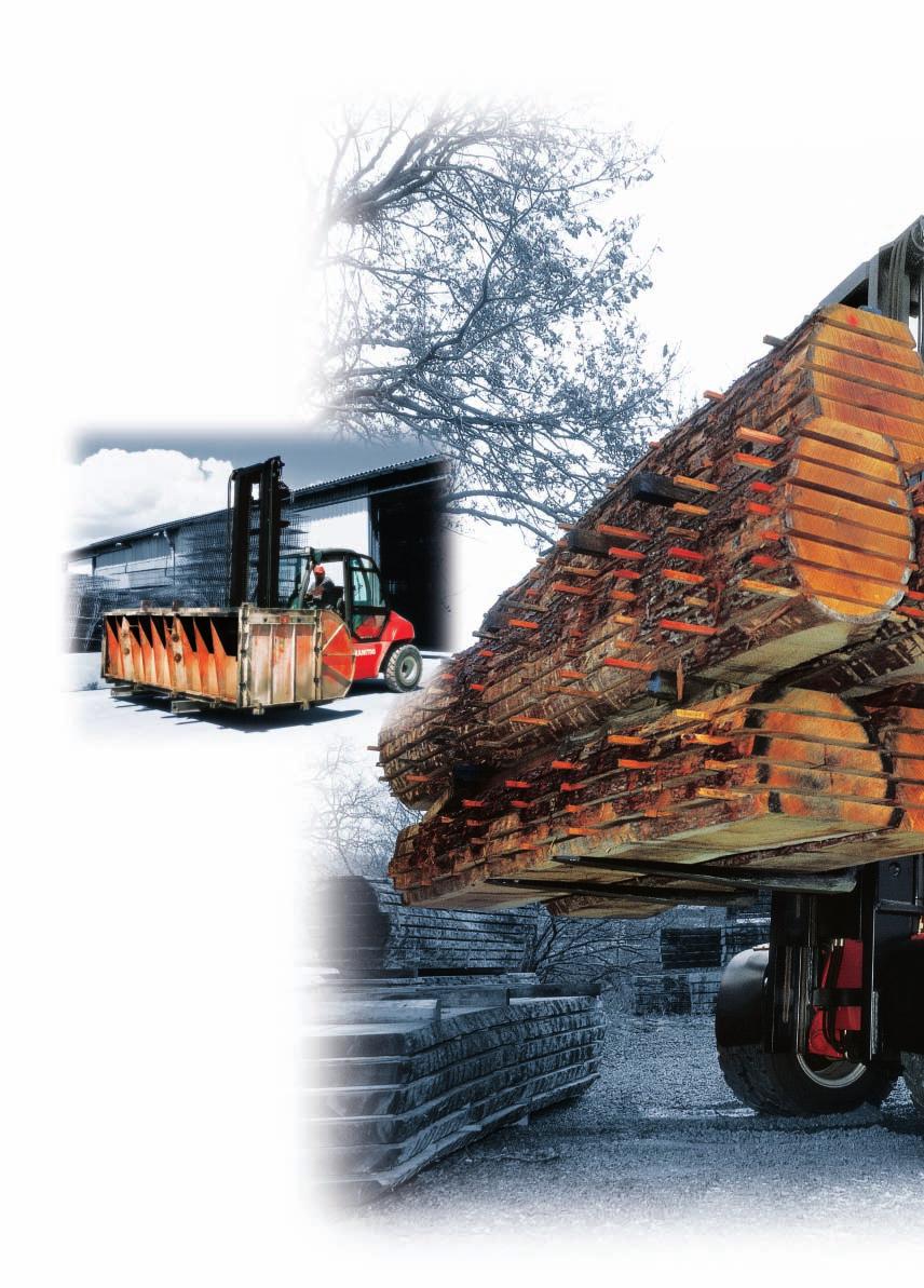 Give it your Handling containers, drums, tree-trunks or other bulky loads, is now easy, using an MI fitted with: wide carriage, long forks, clamps, etc.