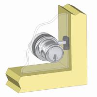 The front and back half of the lock mount through the door, sandwiching the glass between for a clean, s - AS004693-XX, 4 pins, 1