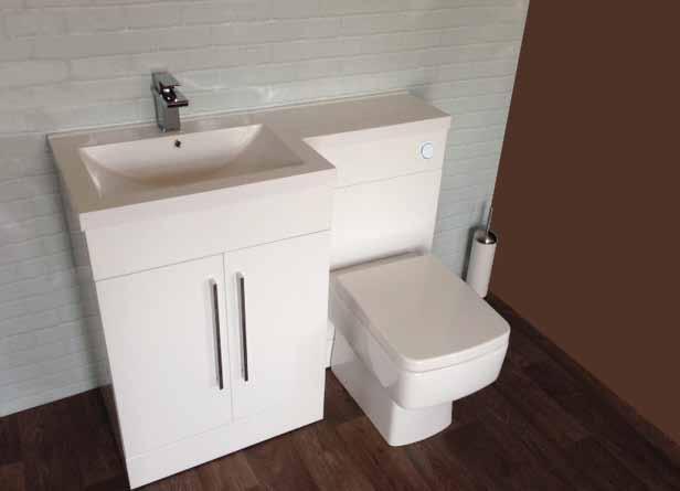 Bathroom Furnitur CAPITAL FURNITURE 3 Colour options availabl ELLINGTON WHITE GLOSS L Shap 1100 Vanity Unit 1100 (w) x