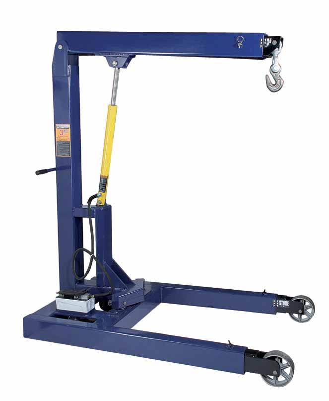 Equipped air pump operates on standard shop air and has smooth rise, hold, and lowering control Boom @ Hook Leg Overall Dimensions Wheel Min. Max.