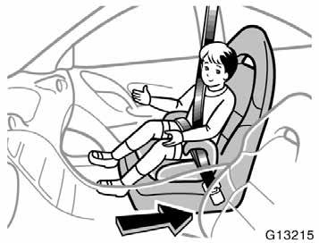 Move seat fully back On vehicles with side airbags, do not allow the child to lean his/her head or any part of his/her body against the door or the area of the seat from which the side airbags deploy