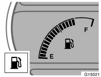 Fuel gauge The gauge indicates the approximate quantity of fuel remaining in the tank when the ignition switch is on.