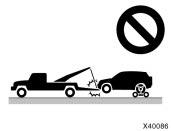 (c) Towing with sling type truck All models (c) Towing with sling type truck NOTICE Do not tow with sling type truck, either from the front or rear.