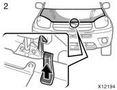 triangle or other device. To open the hood: 1. Pull the hood lock release lever. The hood will spring up slightly.