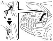 CAUTION After inserting the support rod into the slot, make sure the rod supports the hood securely from falling down on to your head or body. Fuel tank cap NOTICE 3.