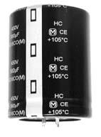 TS-HC Series 105 C, 2000 hours Long life with high capacitance (30% smaller than HB series) 2 and 3 pin versions available RoHS compliant PVC and RoHS compliant PET sleeve options RoHS Compliant