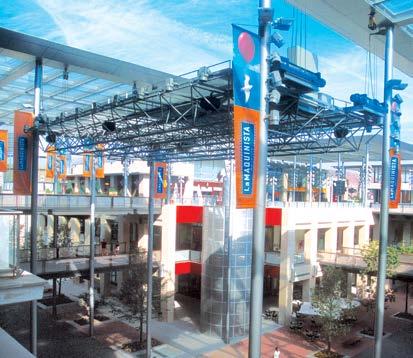 Demag DH hoist units for solutions beyond classic crane applications Synchronised DH hoist units lift and lower a roof segment in a shopping centre DH hoist units operating under arduous conditions