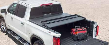 view when fully opened Not compatible with MultiPro Tailgate Optional Personal Caddy (shown) available 5 HARD FOLDING TONNEAU COVER BY REV Allows the tailgate to close with the cover up or down with