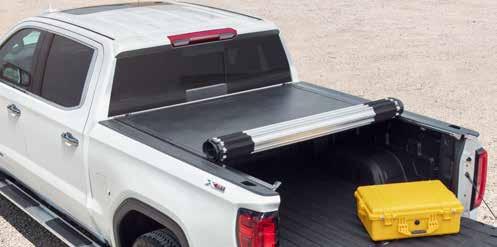 latched or locked with the key in any position along the rail SOFT ROLL-UP TONNEAU COVER BY GMC ACCESSORIES Features embossed GMC logo Roll-up design allows for easy open, close and full access to